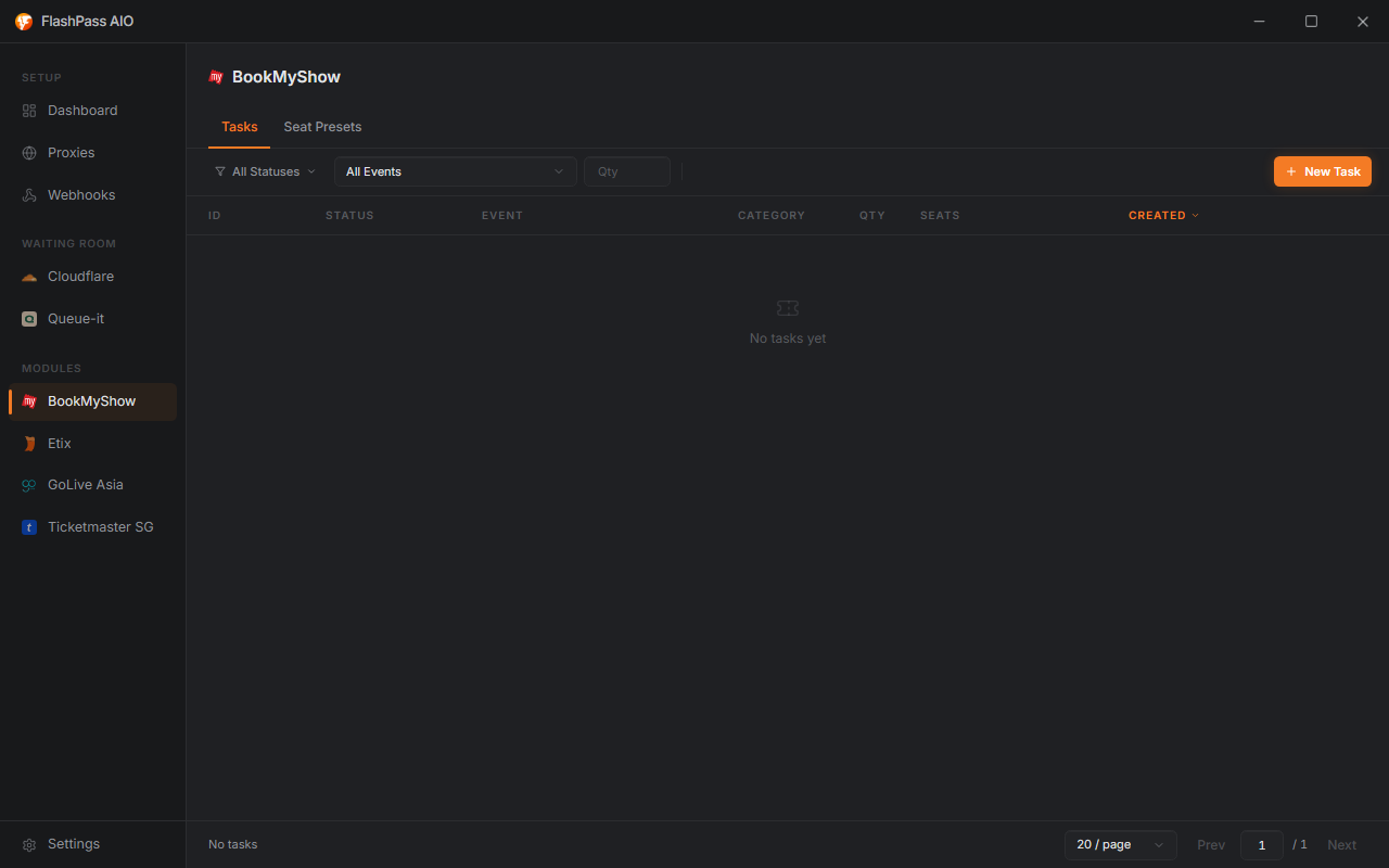 BookMyShow page empty state