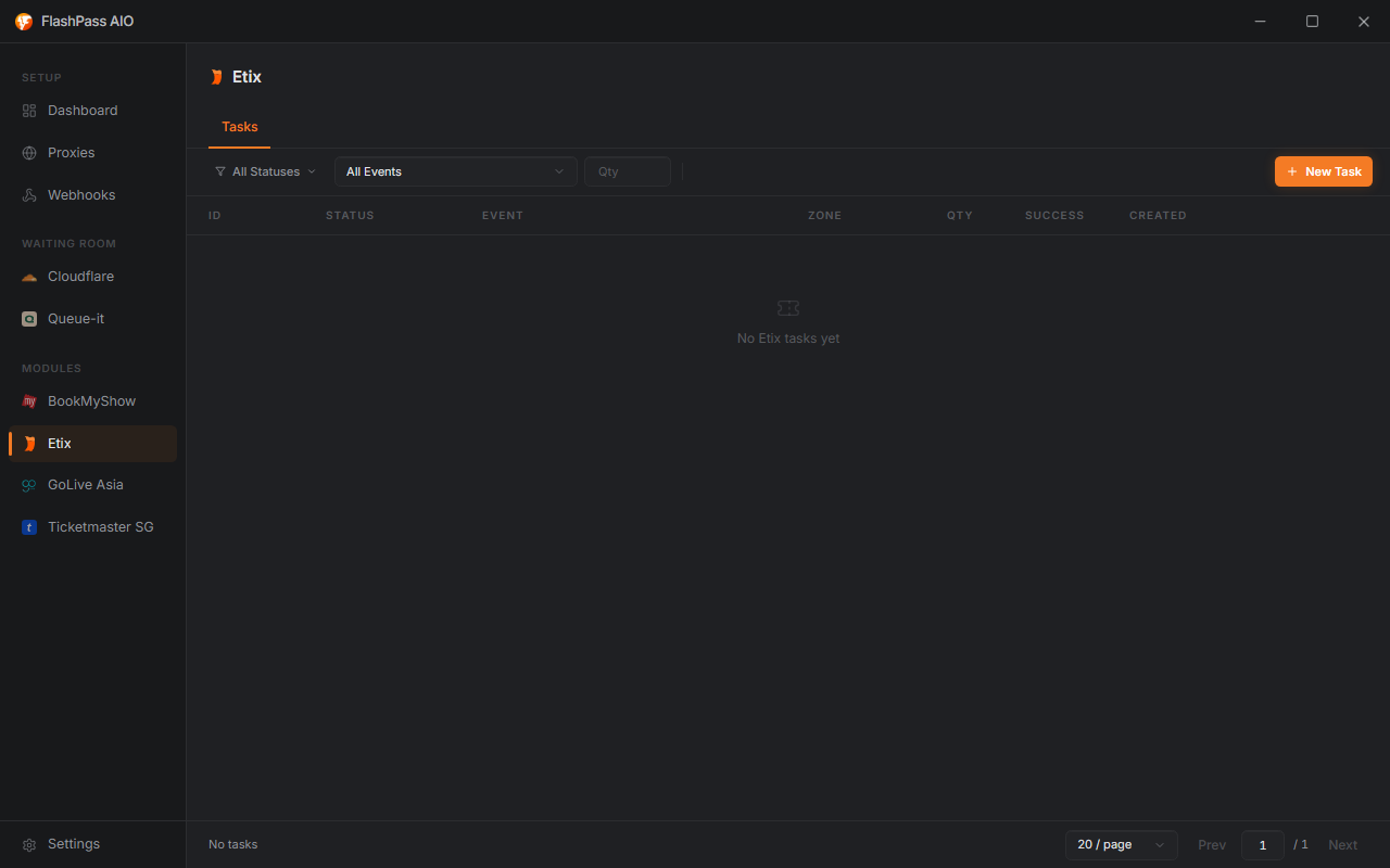 Etix page empty state