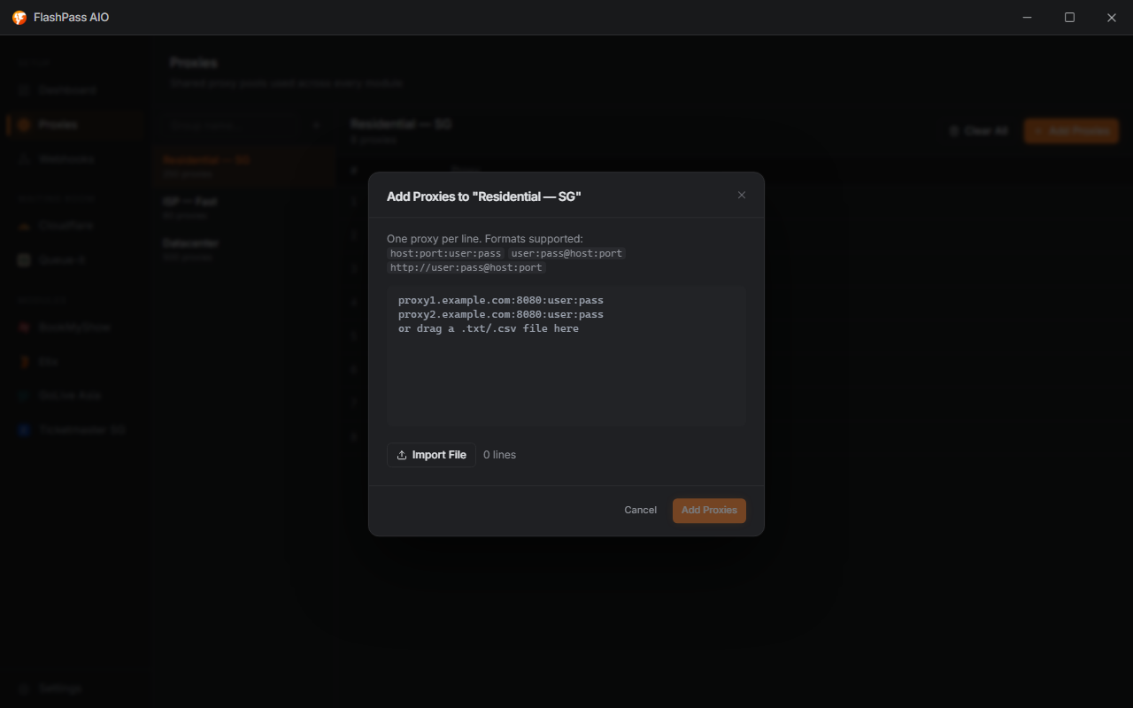 Proxies page, add dialog with format hint